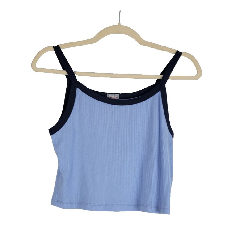 Tilly's Women's Ribbed Cropped Tank Top size M Blue Cotton Spandex Stretch NWT